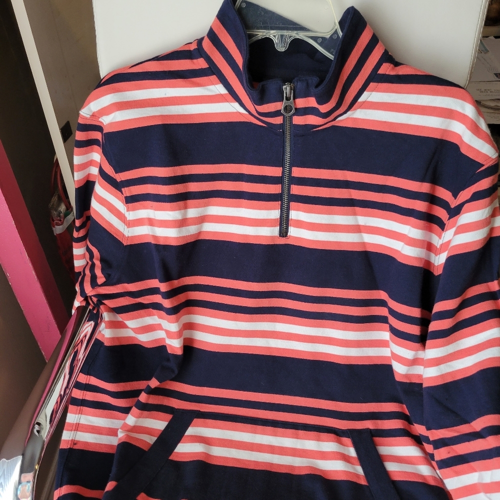 Merona Men's XL Quarter-Zip Shirt 100% Cotton Orange & Blue ~ Unisex FINAL PRICE - Picture 3 of 9